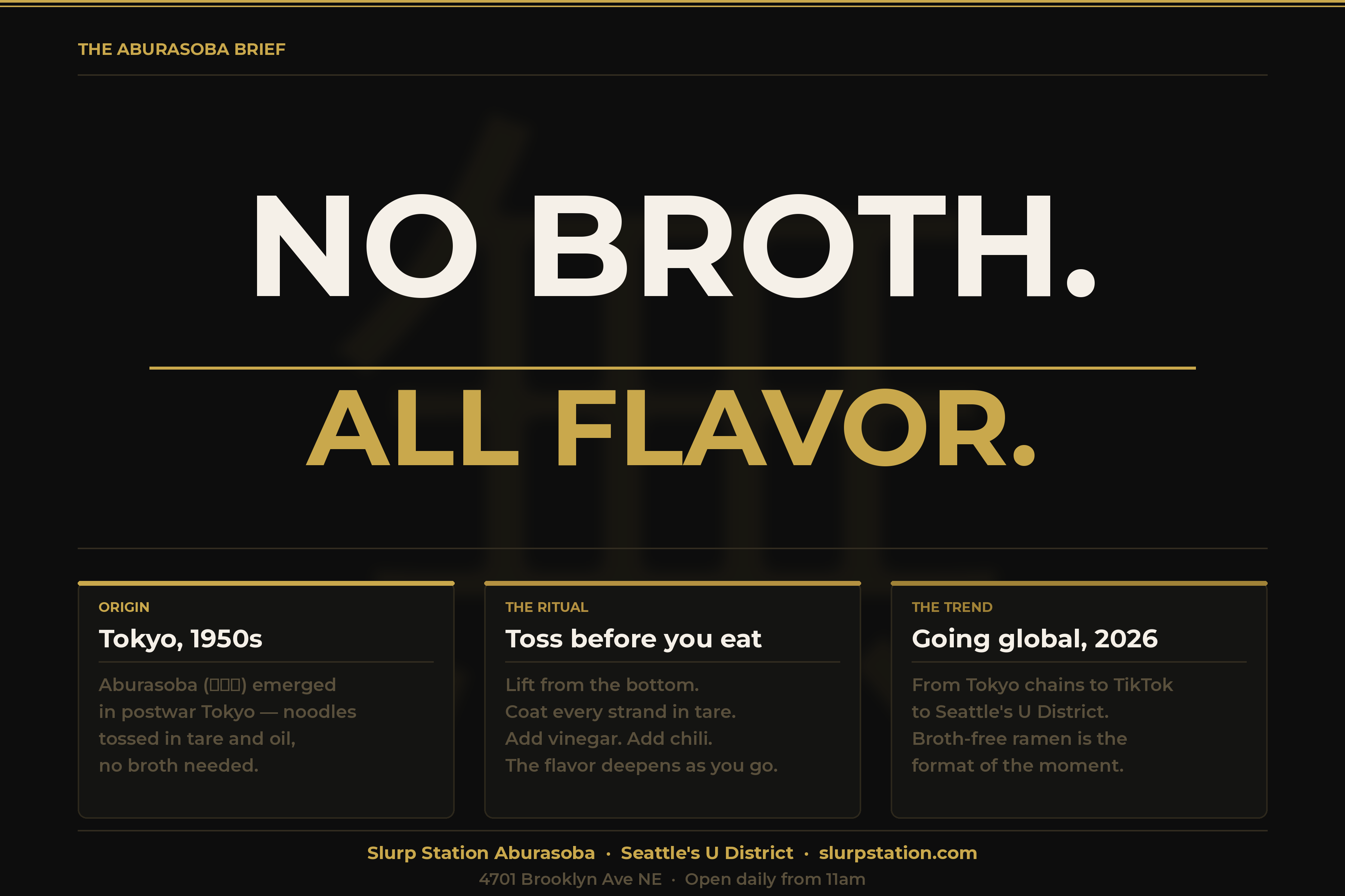 No Broth. All Flavor. — Aburasoba origin, ritual, and 2026 trend facts